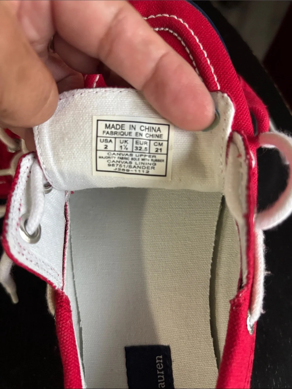 Polo by Ralph Lauren Kids Red Canvas Moccasins with White Laces